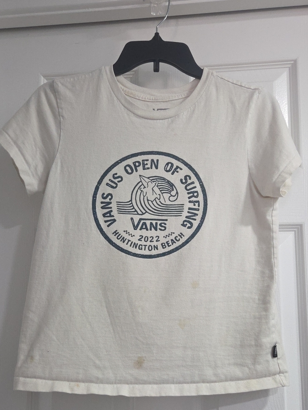 Vans Cream T-Shirt with Navy Surf Graphic